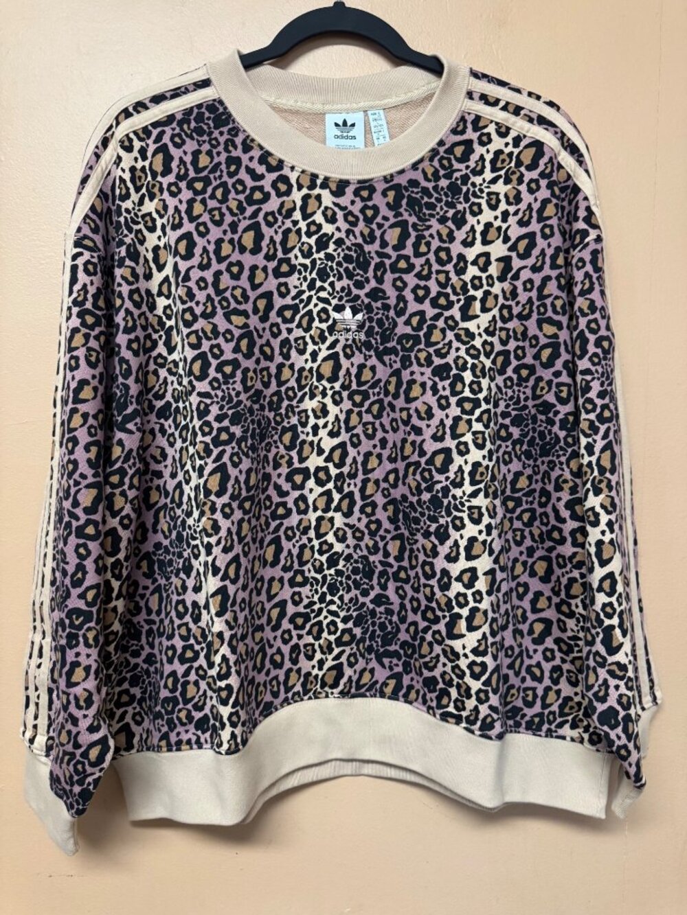 Adidas Originals Women’s M Leopard Animal Print Crewneck Sweatshirt NWT HK5190